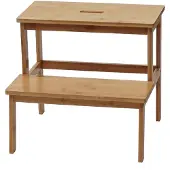 Mendler Tritthocker HWC-B87, Stufenhocker Trittbank Holzhocker, Bambus 43x47x38cm