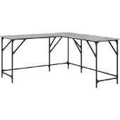 vidaXL Schreibtisch Grau Sonoma 149x149x75 cm Holzwerkstoff