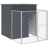vidaXL Hundehütte mit Auslauf Anthrazit 165x251x181cm Verzinkter Stahl