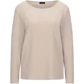 Goldner Kurzgröße: Langarm Melange Jersey-Oberteil in beige | Gr.: 21
