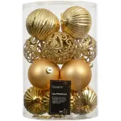 Pflanzen-Kölle Christbaumkugelnkugelmix, hellgold, Kuststoff, ca. Ø 8 cm, 16er-Set