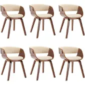 vidaXL Esszimmerstühle 6 Stk. Creme Bugholz und Kunstleder