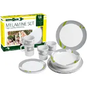 Brunner Melamin Geschirrset Tulip 16-teilig mit Esstellern, Suppentellern und Bechern