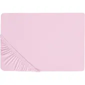Beliani Spannbettlaken Baumwolle rosa 160 x 200 cm JANBU