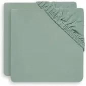 Jollein Spannbettlaken Jersey Boxmatratze Ash Green (2er-Pack)-75 x 95 cm