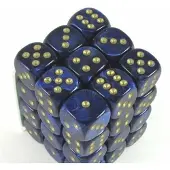 Chessex Scarab 12mm d6 Royal Blue/gold Dice Block (36 dice)