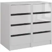 Vicco Kommode Sherry Weiß/Weiß Hochglanz 80.2 x 76 cm 2er-Set, Model 57718