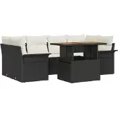 vidaXL Garten-Sofa-Set 7 Stk. Schwarz und Creme