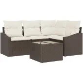 vidaXL Sofa Set 5 stk. Braun [Synthetisch]: Poly Rattan