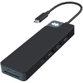 Hyper HD4102BKGL, USB 3.2 Gen 1 (3.1 Gen 1) Type-C, 3.5mm, HDMI, USB 3.2 Gen 1 (3.1 Gen 1) Type-A, USB 3.2 Gen 1 (3.1 Gen 1) Type-C, MicroSD (TransFlash), SD, 5000 Mbit/s, 3840 x 2160 Pixel, Schwarz