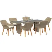 vidaXL Garten Essgruppe 7 Stk. Beige Poly-Rattan
