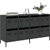 vidaXL Sideboard Schwarz 135x39x73,5 cm Kaltgewalzter Stahl