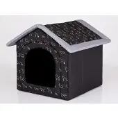 HOBBYDOG Hundekissen Hundehütte Hundebett Tierbett Katzenbett - Standard - 44 x 45 x 38 cm [Größe: R2] - Schwarz mit Hunden