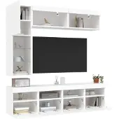 vidaXL 7-tlg. TV-Wohnwand mit LED-Leuchten Weiß