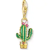 Thomas Sabo Charm-Anhänger Grüner Kaktus Vergoldet