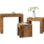 vidaXL Satztische 3 Stk. Altholz-Optik Holzwerkstoff
