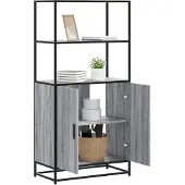 vidaXL Highboard Grau Sonoma 68x35x139 cm Holzwerkstoff und Metall