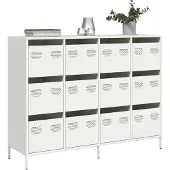 vidaXL Sideboard Weiß 135x39x103,5 cm Kaltgewalzter Stahl