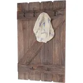 Mendler Wandgarderobe HWC-D13, Garderobe Garderobenpaneel, 6 Haken 91x60cm ~ braun shabby