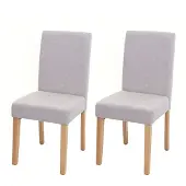 Mendler 2er-Set Esszimmerstuhl Stuhl Küchenstuhl Littau Textil, creme-beige, helle Beine