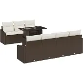 vidaXL Gartensofa-set 8 Stk. Braun und Creme Poly-Rattan