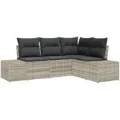 vidaXL Gartensofa-set 4 stk. Hellgrau Poly-Rattan