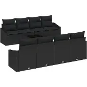 vidaXL Sofa Set 9 stk. Schwarz [Synthetisch]: Poly Rattan