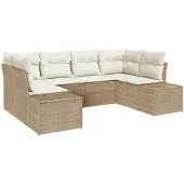 vidaXL Gartensofa-set 6 stk. Beige Poly-Rattan