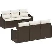 vidaXL Sofa Set 7 Stk. Braun und Creme [Synthetisch]: Poly Rattan