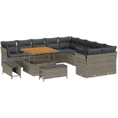 vidaXL Gartensofa-set 13 stk. Grau Poly-Rattan