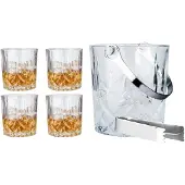 Lumarko Whiskey Set Glas Mit 4 Gläsern, Eiskübel + Eisbar