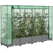 vidaXL Hochbeet mit Gewächshaus-Aufsatz Rattan-Optik 160x40x123 cm