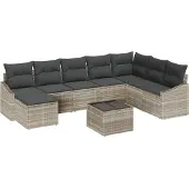 vidaXL Gartensofa-set 8 stk. Hellgrau Poly-Rattan