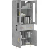 vidaXL Highboard Betongrau 69,5x34x180 cm Holzwerkstoff