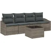 vidaXL Sofa Set 5 Stk. Grau [Synthetisch]: Poly Rattan