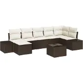 vidaXL Gartensofa-set 8 stk. Braun Poly-Rattan