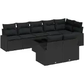 vidaXL Gartensofa-set 9 stk. 8-Sitzanzahl Poly-Rattan