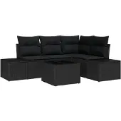 vidaXL Gartensofa-set 5 stk. Schwarz Poly-Rattan