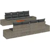 vidaXL Gartensofa-set 9 stk. Grau Poly-Rattan