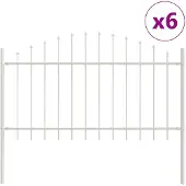 vidaXL Gartenzaun 6 pcs Weiß 170 x 140 cm Pulverbeschichteter Stahl