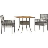 vidaXL Garten Essgruppe 3 stk. Grau Poly-Rattan