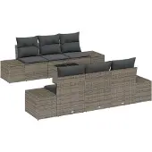 vidaXL Sofa Set 7 stk. Grau [Synthetisch]: Poly Rattan