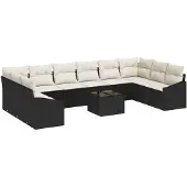 vidaXL Gartensofa-set mit Speicher Braun und Creme Poly-Rattan