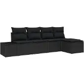 vidaXL Garten-Sofa-Set 5 stk. Schwarz Poly-Rattan
