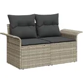 vidaXL Gartensofa-set 8 Stk. Hellgrau [Synthetisch]: Poly Rattan