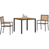 vidaXL Garten Essgruppe 3 Stk. Schwarz und Braun Poly-Rattan