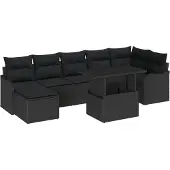 vidaXL Gartensofa-set 8 stk. Schwarz Poly Rattan