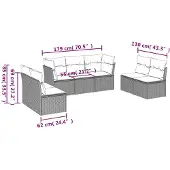 vidaXL 7-tlg. Garten-Sofagarnitur mit Kissen Beige Poly Rattan