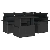 vidaXL Gartensofa-set 5 Stk. Schwarz Poly-Rattan