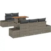 vidaXL Gartensofa-set 6 Stk. Grau und Braun